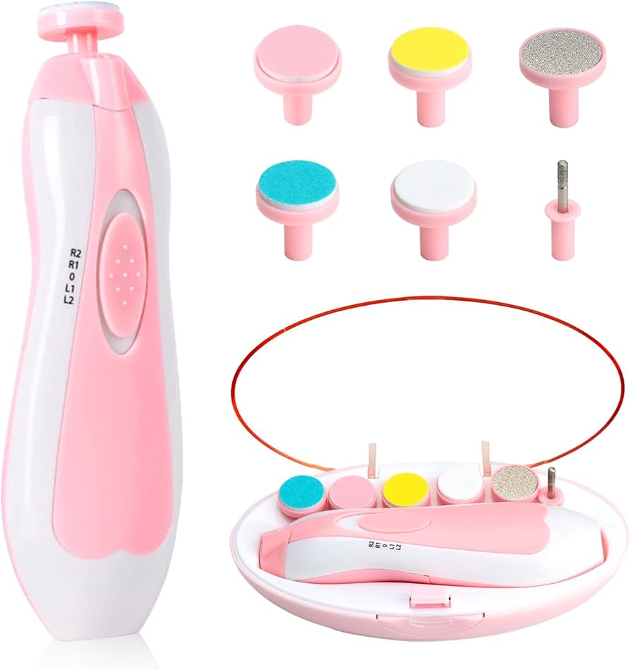 Ultimate 6-in-1 Baby Nail Trimmer Grooming Kit - Safe and Silent Electric Nail Trimmers for Babys & Toddlers  - Perfect for On-the-Go Grooming